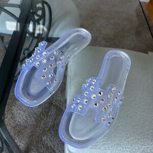 Chinese Laundry Clear Studded Sandals
